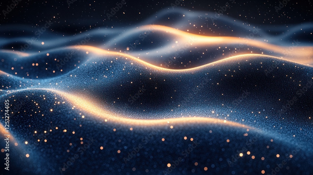 Obraz premium Glowing particles wave abstract background