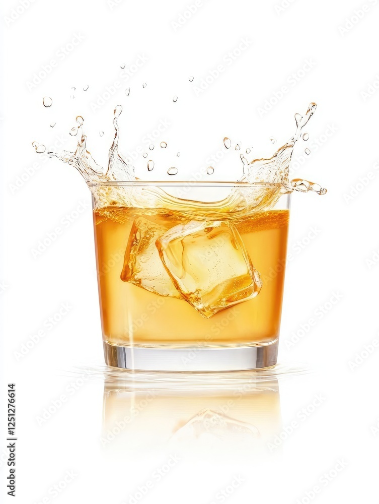 Whiskey splash, ice cubes, rocks glass, studio shot, beverage (1) Whiskey splash, ice cubes, rocks glass, studio shot, beverage (1)