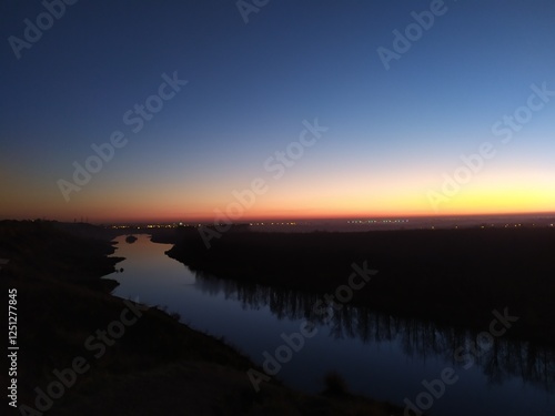 sunset over the river