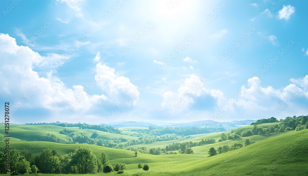 Fototapeta premium Sunny Day Rolling Green Hills Landscape