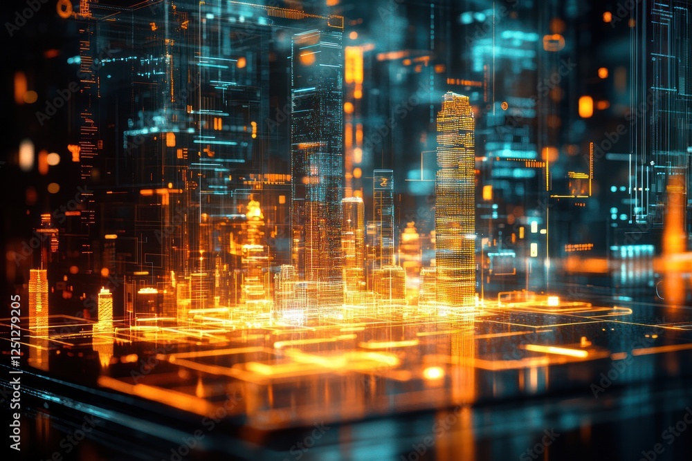 Futuristic city data visualization, glowing, abstract, digital background, tech presentation Futuristic city data visualization, glowing, abstract, digital background, tech presentation