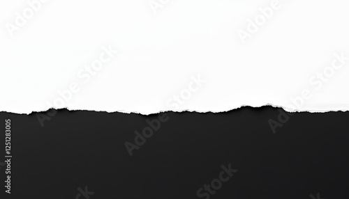 Ripped torn paper edges isolated on black background, papercraft. with white shades