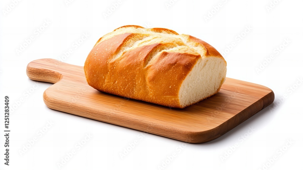 Golden-brown loaf of bread on a light wooden cutting board. Golden-brown loaf of bread on a light wooden cutting board.