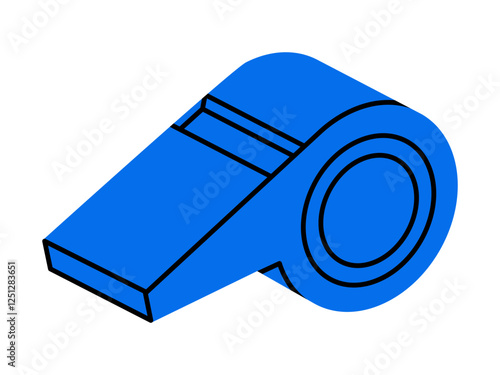 Hand drawn cute cartoon illustration of warning whistle. Alarm pipe. Flat vector caution signal in doodle style. Referee or trainer tool icon. Attention sound sticker. Competition blower. Isolated.
