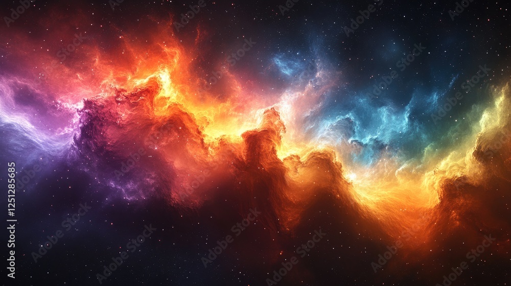 Glowing huge nebula with young stars Space background Incredibly beautiful galaxy in outer space Glowing huge nebula with young stars Space background Incredibly beautiful galaxy in outer space
