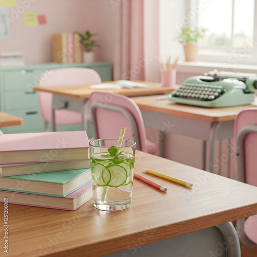 Wallpaper Mural Refreshing Cucumber Mint Drink in a Classroom Setting Torontodigital.ca