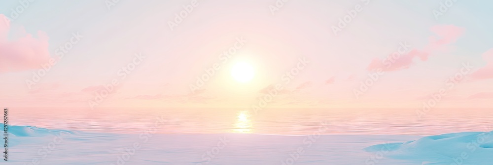 Obraz premium Pastel sunset over calm ocean, peaceful cloudscape, serene nature. Wallpaper, website
