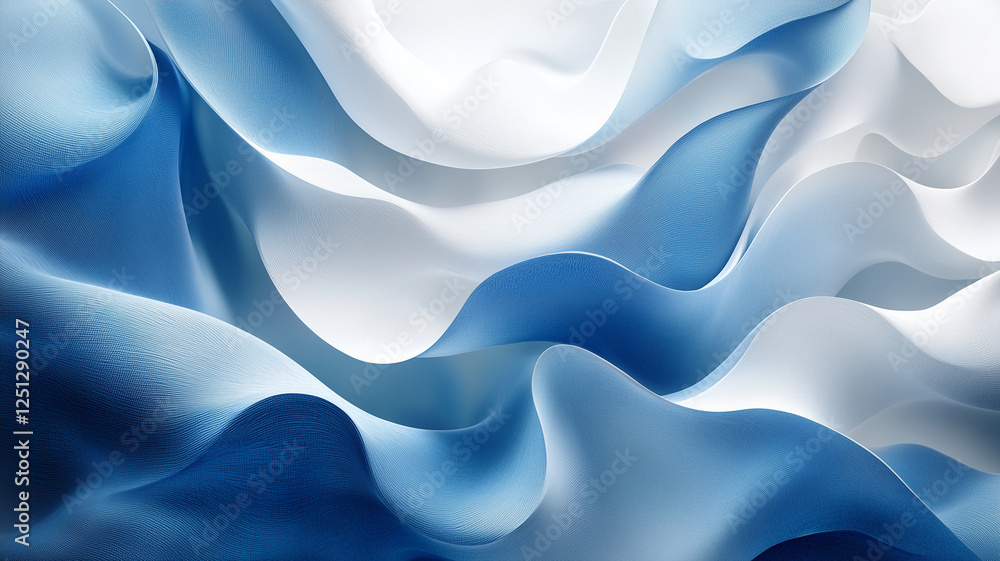 Soft blue and white waves create serene and calming abstract design, evoking sense of tranquility and fluidity. gentle curves and textures enhance visual appeal Soft blue and white waves create serene and calming abstract design, evoking sense of tranquility and fluidity. gentle curves and textures enhance visual appeal