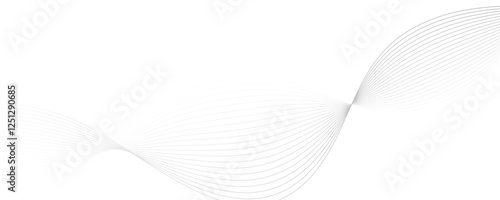 Gray wave curve lines abstract background with flowing particles. Digital energy waves technology concept. Modern backdrop design for business, presentation, banner.