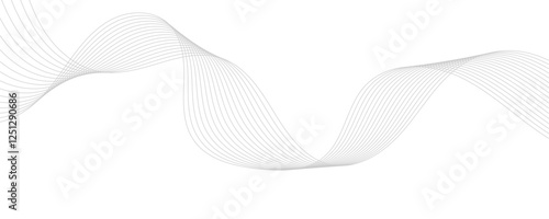 Gray wave curve lines abstract background with flowing particles. Digital energy waves technology concept. Modern backdrop design for business, presentation, banner.