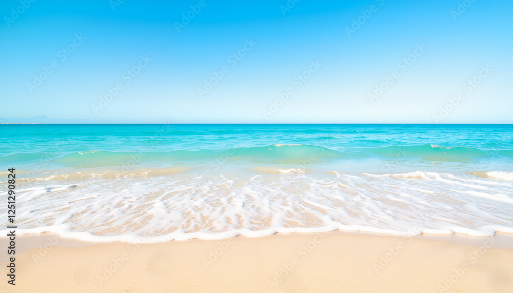 Crystal clear ocean waves washing on sandy beach, serene landscape Crystal clear ocean waves washing on sandy beach, serene landscape