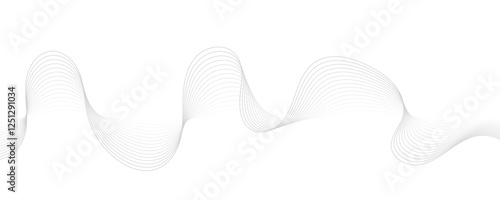 Gray wave curve lines abstract background with flowing particles. Digital energy waves technology concept. Modern backdrop design for business, presentation, banner.