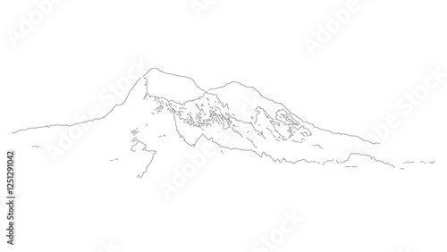 set of mountain line cad, minimal isolated on white background.