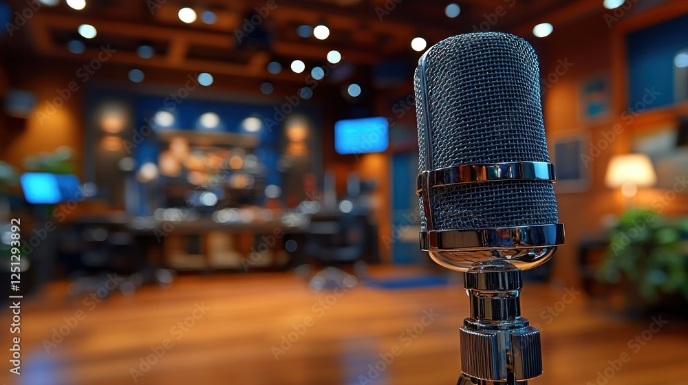 Studio microphone, broadcast, team, interview, control room Studio microphone, broadcast, team, interview, control room
