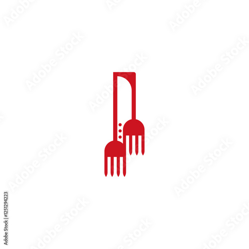 Knife and forks negative space logo.