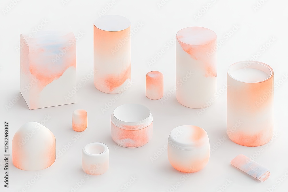 Peach ombre containers, studio shot, product display, packaging design Peach ombre containers, studio shot, product display, packaging design