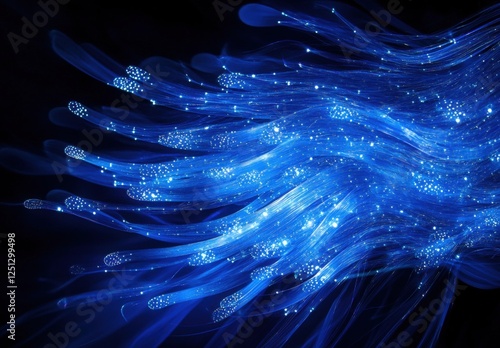 Abstract blue background motion transformation movement grow dots lines connect pattern of future innovation technology digital business concept with network for decentralize communication