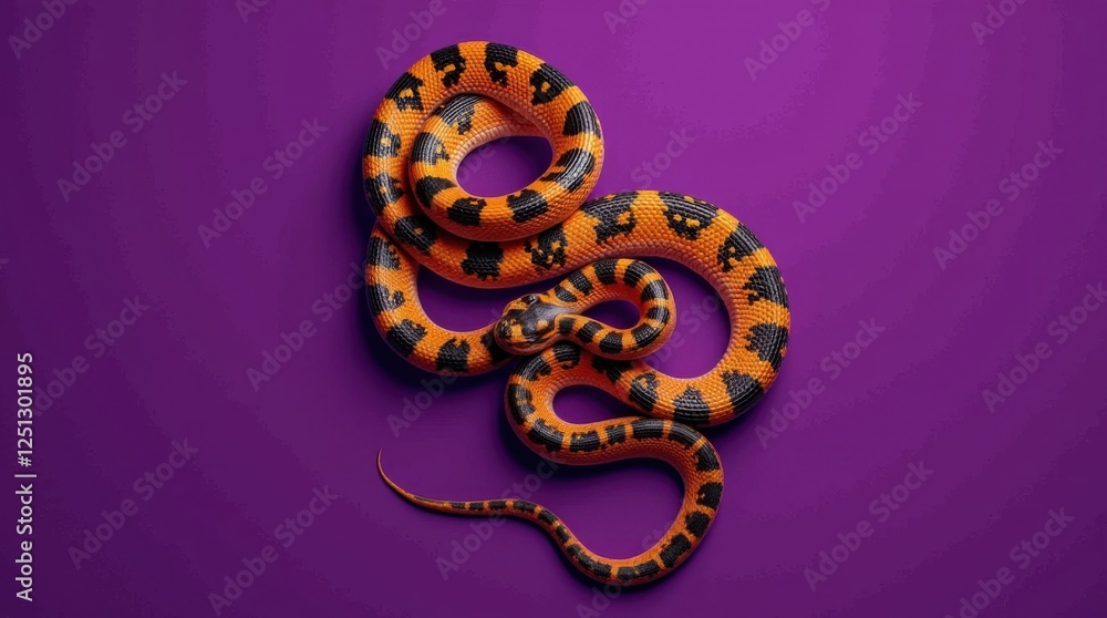 Obraz premium Artistically Coiled Radiant Orange and Black Snake