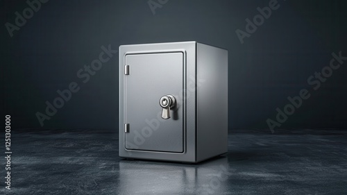 Metal safe on a dark surface, symbolizing security and protection for valuables. photo