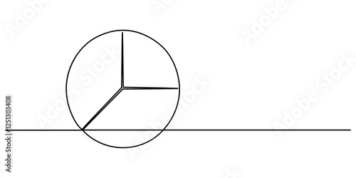 Continuous line drawing of pie chart and arrow growth up, business concept sketch object one line, single line art, vector illustration, Pie Chart Color Line Icon Design with Editable Stroke. Suitable