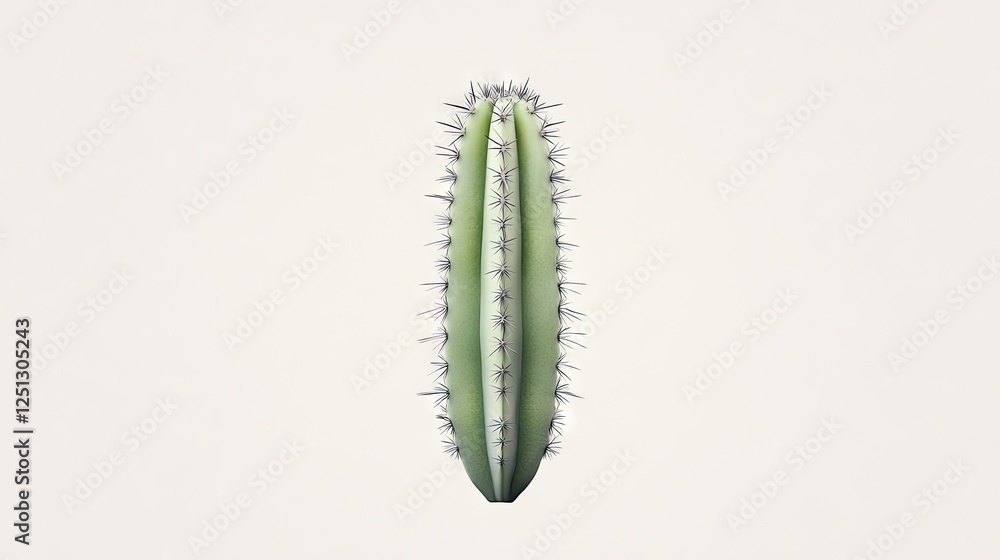 Naklejka premium Green cactus isolated on white background; nature, botany, plant, desert, succulent