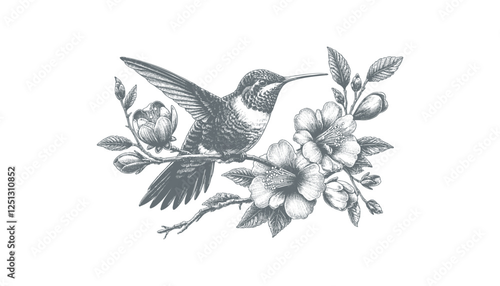 Obraz premium hummingbird vector | bird vector | hummingbird illustration | hummingbird silhouette | hummingbird tattoo | hummingbird engraving | hummingbird drawing