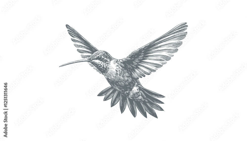Fototapeta premium hummingbird vector | bird vector | hummingbird illustration | hummingbird silhouette | hummingbird tattoo | hummingbird engraving | hummingbird drawing