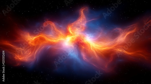 Wallpaper Mural Cosmic Nebula Fiery Orange And Blue Hues Torontodigital.ca