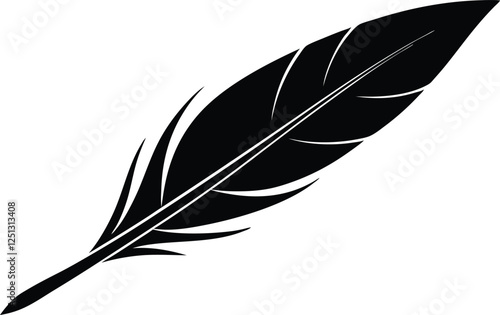 quill feather pen silhouette, feather pen icon logo vector design, majestic feather