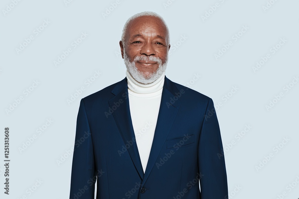 Confident Older African Businessman Navy Suit - Professional Headshot Corporate Branding Confident Older African Businessman Navy Suit - Professional Headshot Corporate Branding