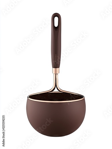 Brown copper pasta strainer, kitchen utensil, cooking tool, white background photo