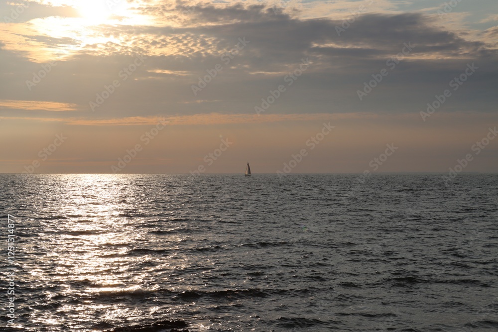 sailboat at sunset