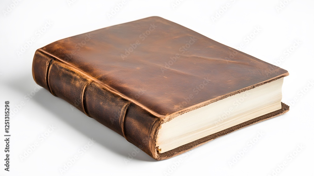 A soft leather journal, clean white background, transparent isolate A soft leather journal, clean white background, transparent isolate
