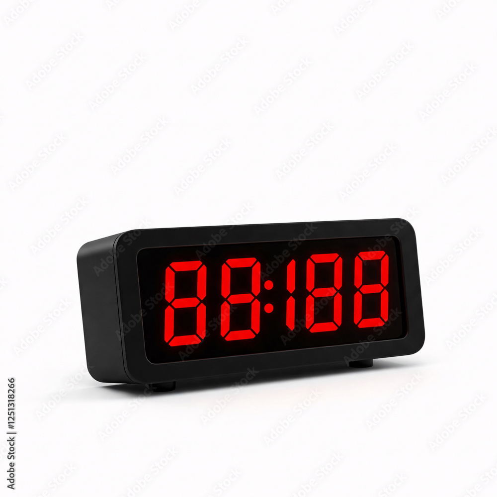 Digital alarm clock isolated on white background. 3d render illustration. Digital alarm clock isolated on white background. 3d render illustration.