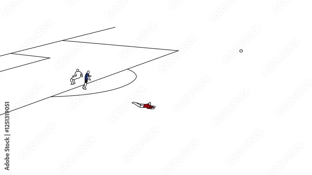 Long Shoot Football Goal. Football hand drawn animation. 2D animation