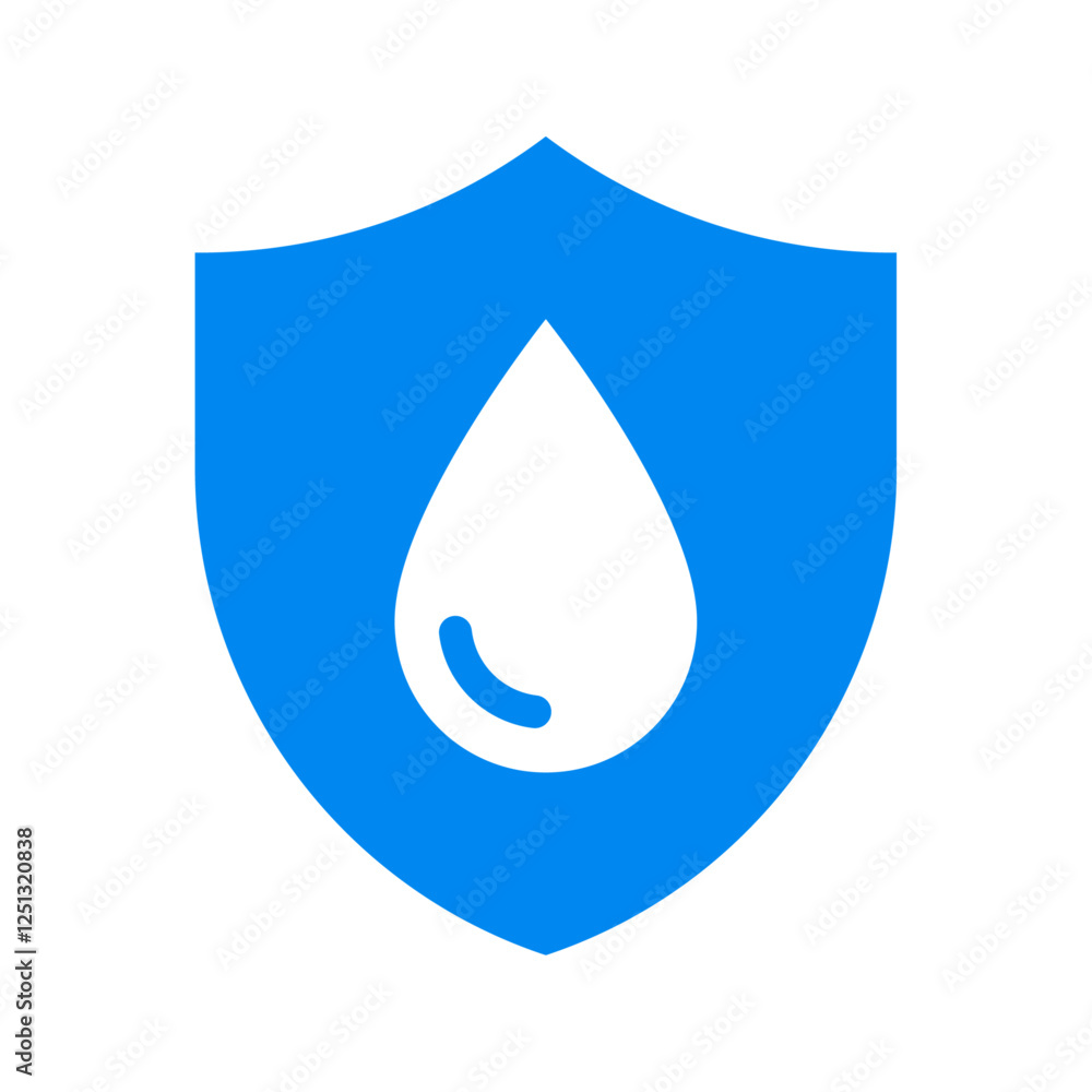 Waterproof icon. Shield with water drop Waterproof icon. Shield with water drop