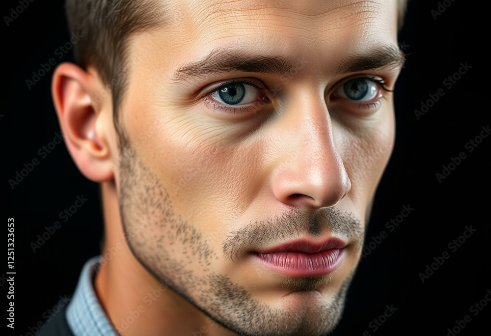 Obraz premium Photorealistic male portrait on black background