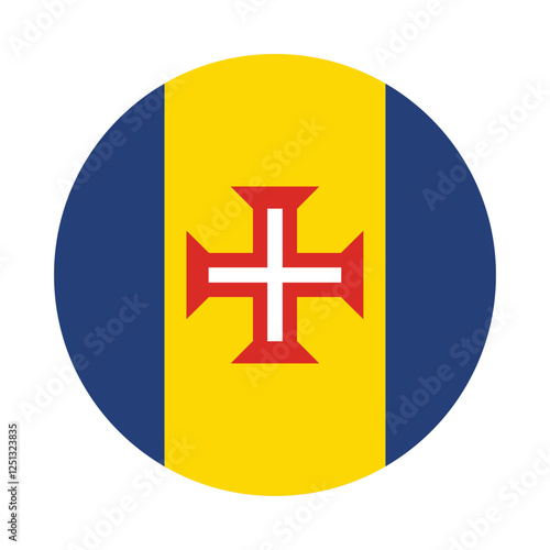 Flag of Madeira. Madeira circle flag logo icon computer vector illustration design