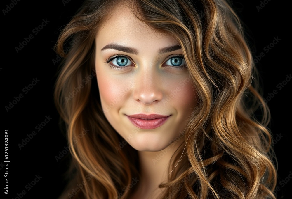 Photorealistic female portrait on black background Photorealistic female portrait on black background