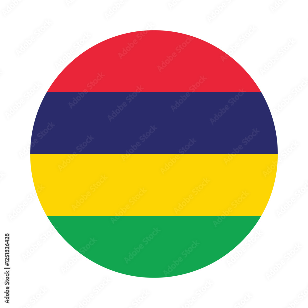 Flag of Mauritius. Mauritius circle flag logo icon computer vector illustration design Flag of Mauritius. Mauritius circle flag logo icon computer vector illustration design