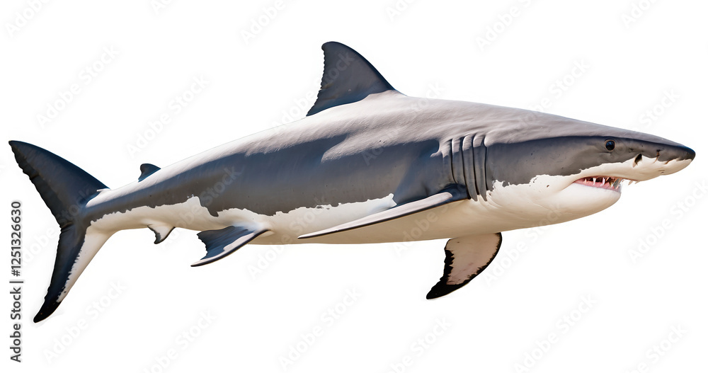 Fototapeta premium Great White Shark isolated on transparent background cutout