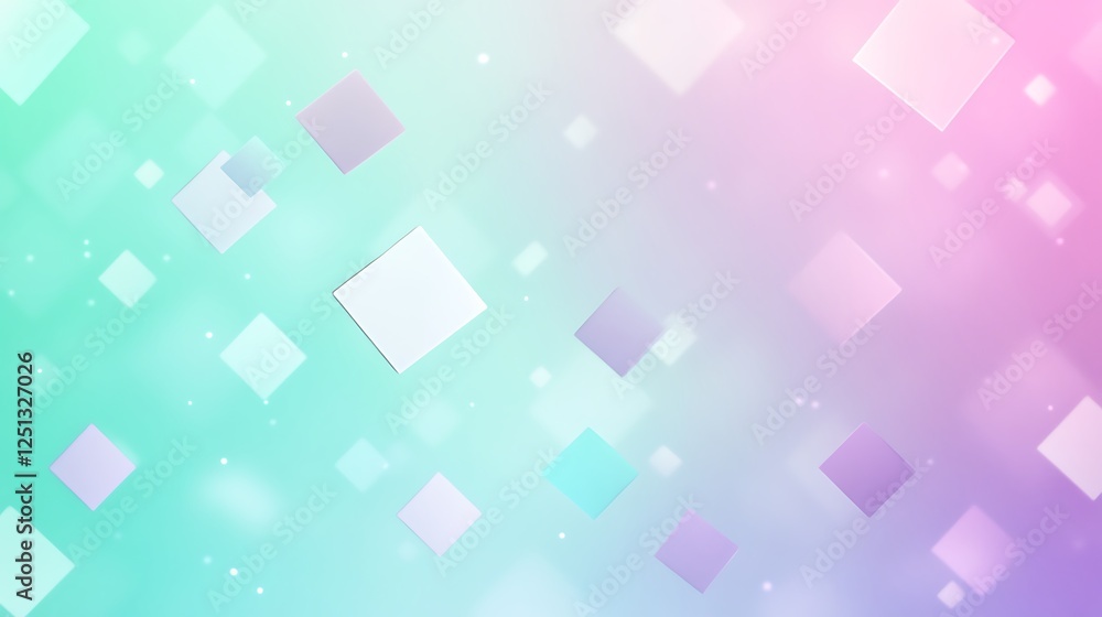 Pastel Squares Float Across Soft Gradient Background Pastel Squares Float Across Soft Gradient Background