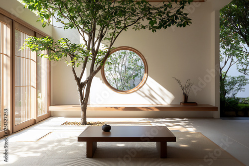 P A minimalist design of a Japanese tea house