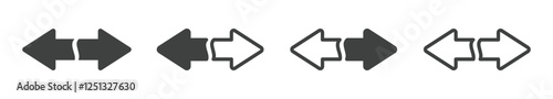 Arrow icon in two direction. iconic arrow vector signs set. Double arrow icons. Swap icons