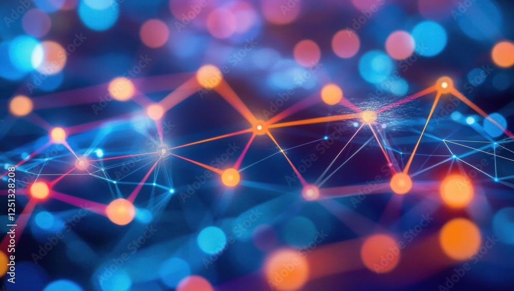 A colorful, abstract image of lines and dots that appear to be connected A colorful, abstract image of lines and dots that appear to be connected