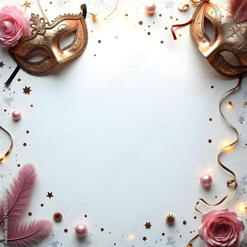 Elegant Mardi Gras White Background Wallpaper Carnival v2