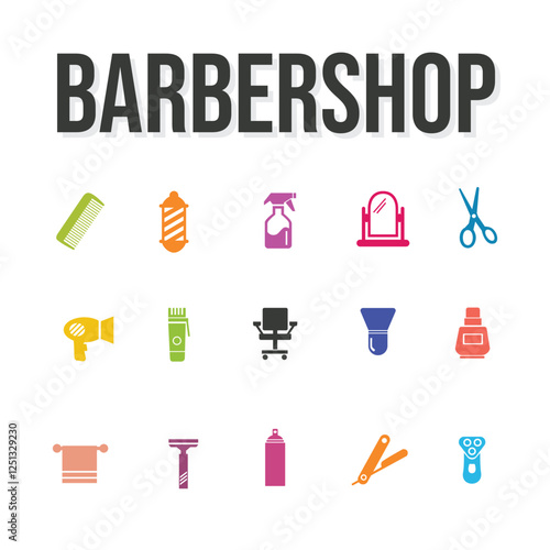 BARBERSHOP icon set bundling pack