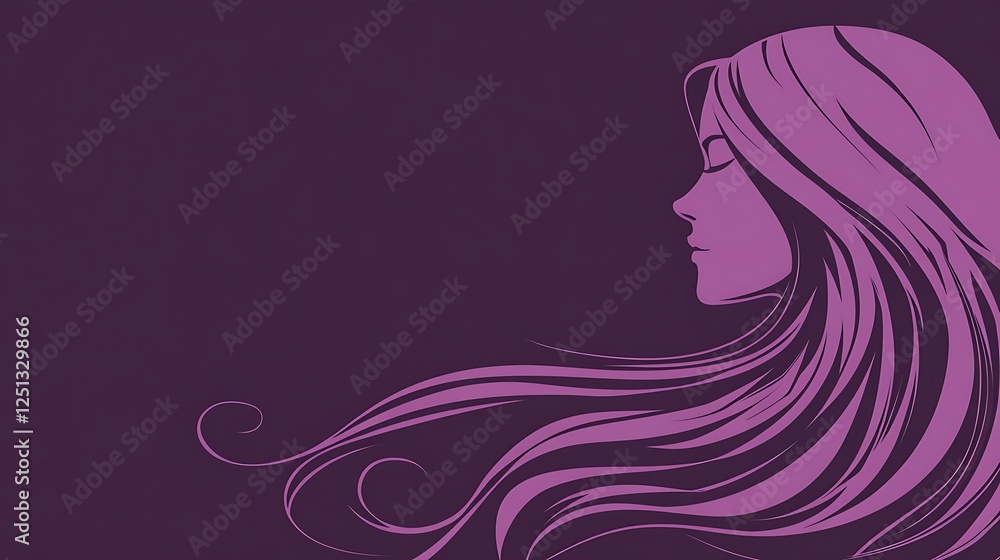 Silhouetted Woman Profile, Purple Hair, Dark Background, Art Silhouetted Woman Profile, Purple Hair, Dark Background, Art