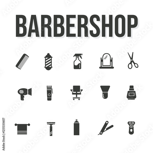 BARBERSHOP icon set bundling pack