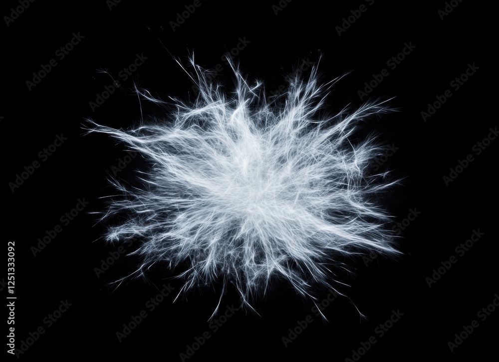 Fototapeta premium A white cloud of hair with a black background